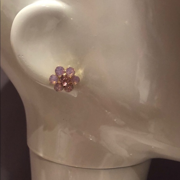 Pink Opal Crystal Flower Cluster Earring,NWT - Picture 6 of 6